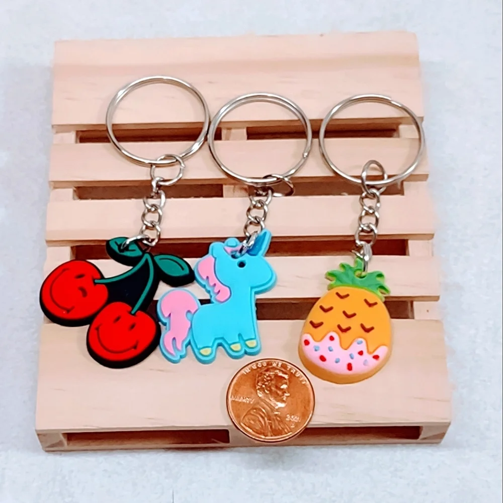 KIDCORE LOT OF 3 KEYCHAINS CHERRY ICED PINEAPPLE AND UNICORN - Picture 2 of 4